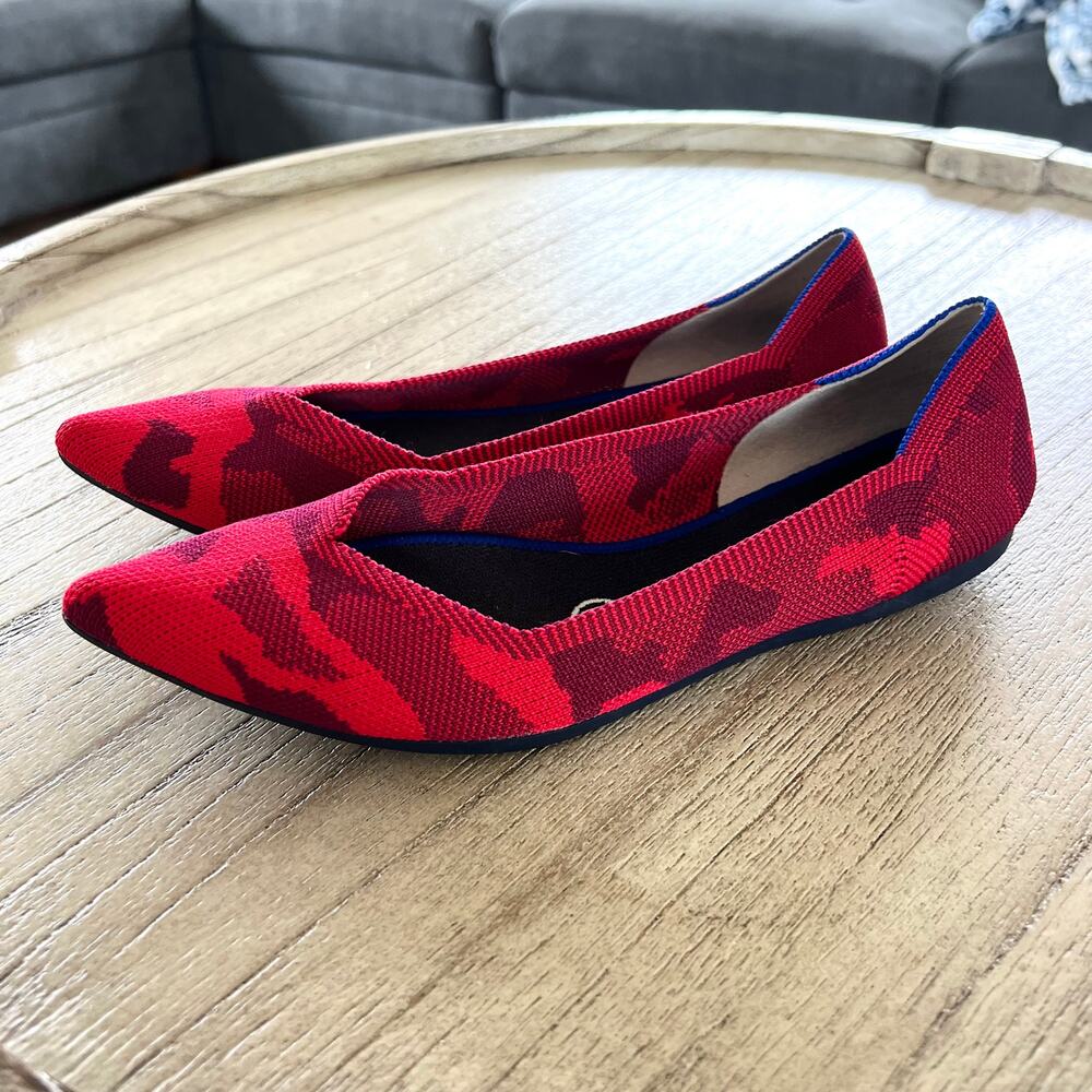 Rothy's The Point Red Camo Slip on Shoes Women's 7